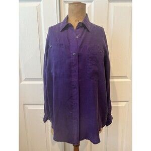 Marnie West Vintage 80s Purple 100% Silk Long Sleeved Top Oversized (M)